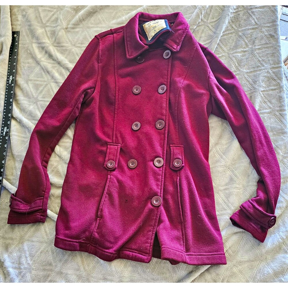 Ci Sono Original Burgundy Double-Breasted Pea Coat Mid-Length Women’s L